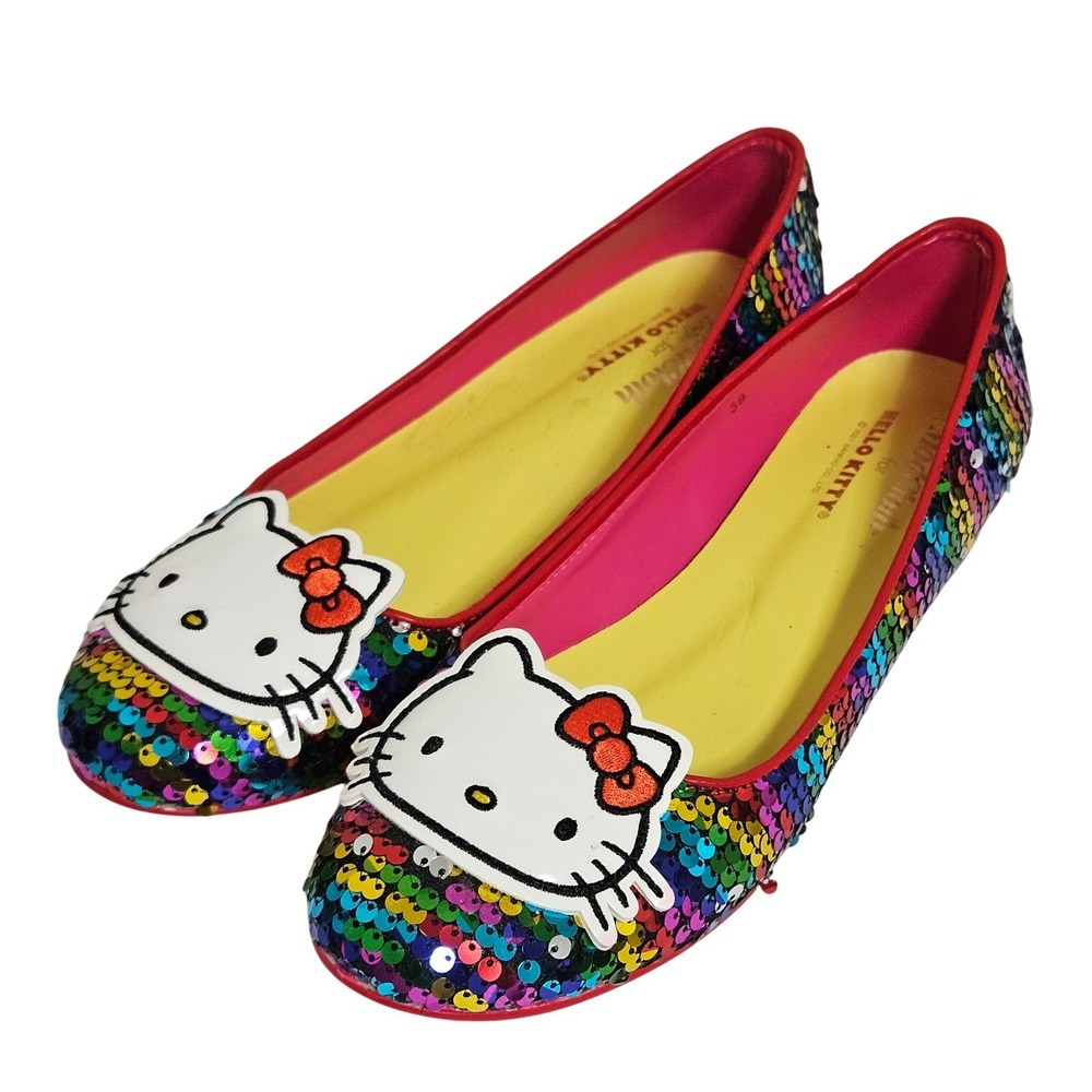 ModCloth Hello Kitty Flats Women 8 Rainbow Sequin Retro Shoes Whimsical Limited